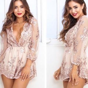 Rose gold sequin romper